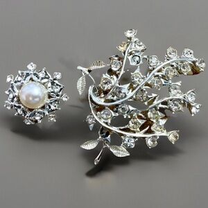 Elegant Silver and Pearl Floral Brooches Sarah Coventry Lot